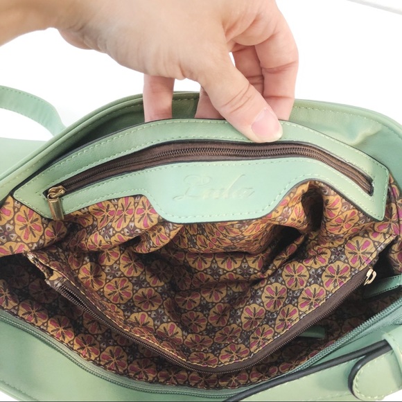 Lula large pale green bag crossbody strap studded - Picture 15 of 16